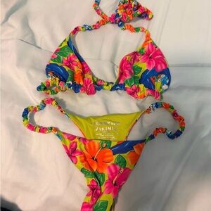 Frankie's Bikinis Floral Bikini - Blue and Pink